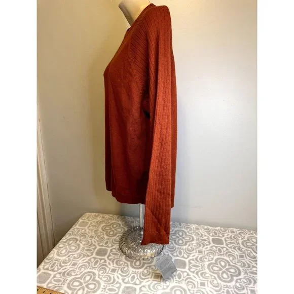 Guy Risoldi 100% Pure Italian Merino Wool Men's Sweater, Size M, Orange, NWT - Picture 4 of 15